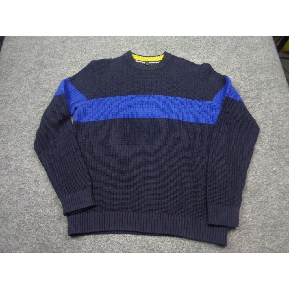Ted‎ Baker Sweater Mens Large 4 Black Colorblock Stripe Wool Blend Pullover